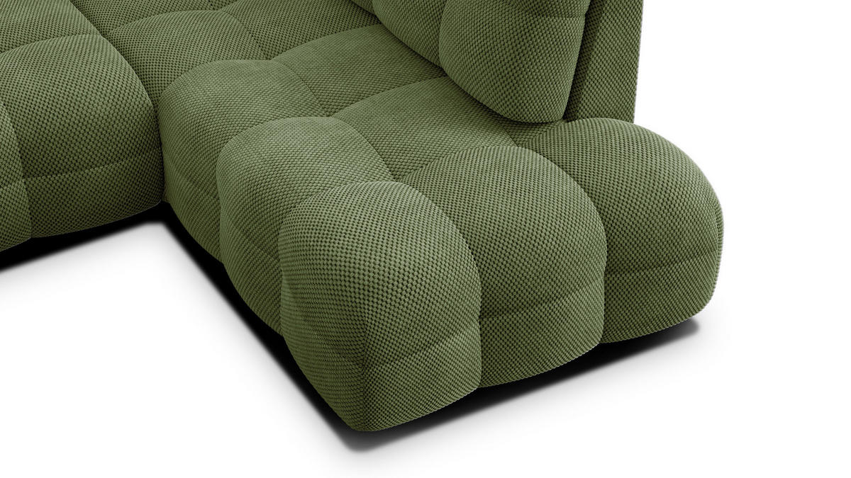 ECKSOFA MELLOW 5-Sitzer, olive - Schwarz/Grün, Holz/Textil (283/191cm) - Courtois Laville