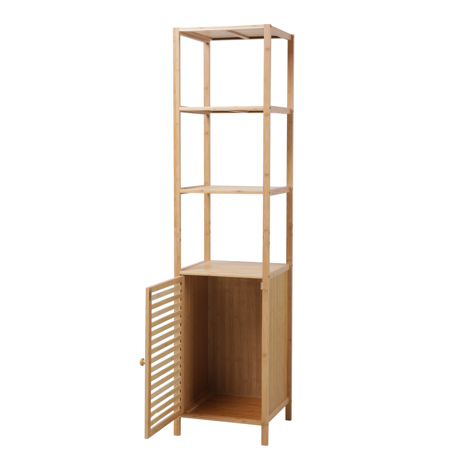 BADREGAL Bambus L mit Tür Natur - Beige, Holz (41/165/36cm) - SVITA