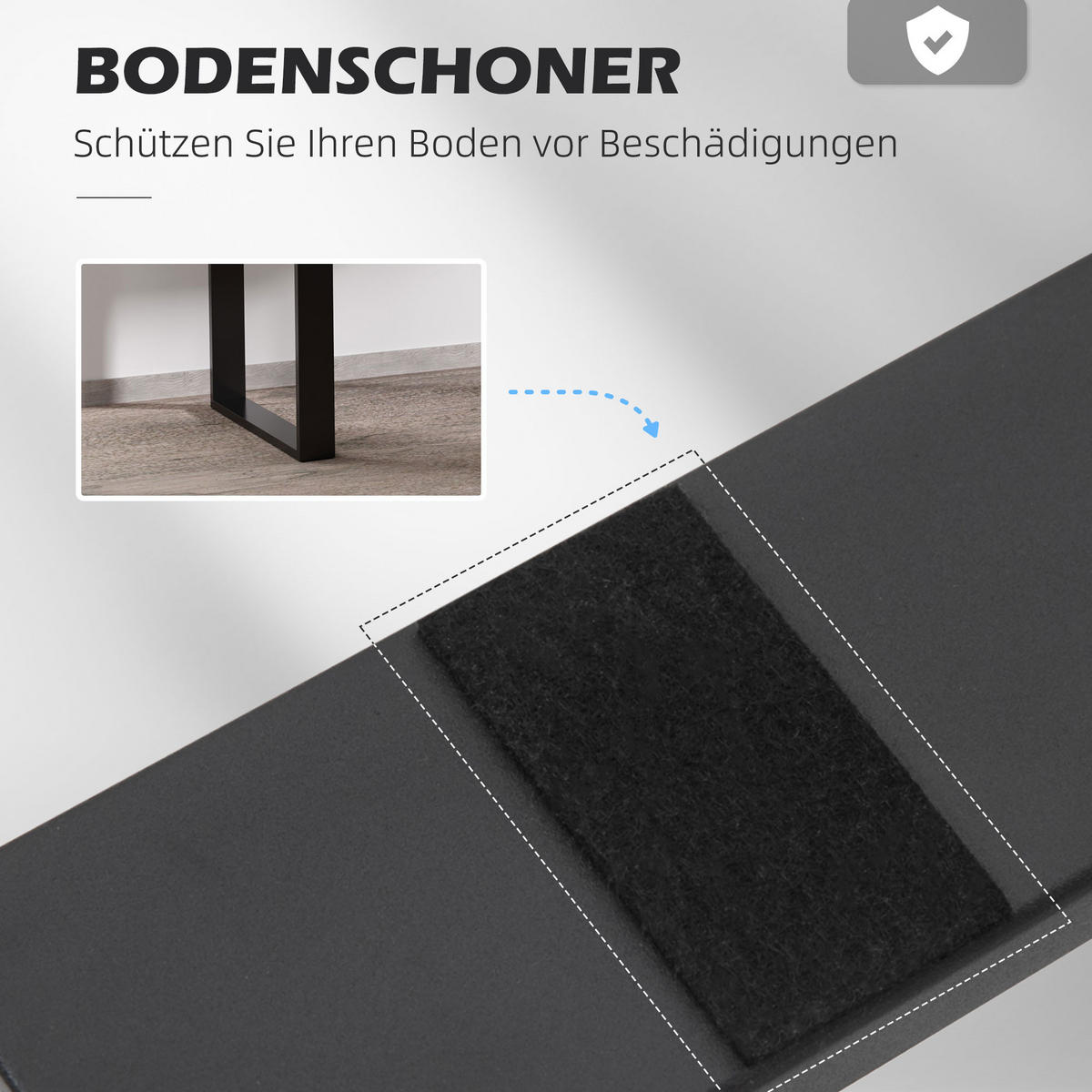 TISCHBEINE, 2er-Set Tischkufen, Schwarz - Schwarz, Metall (8/72/60cm) - HOMCOM