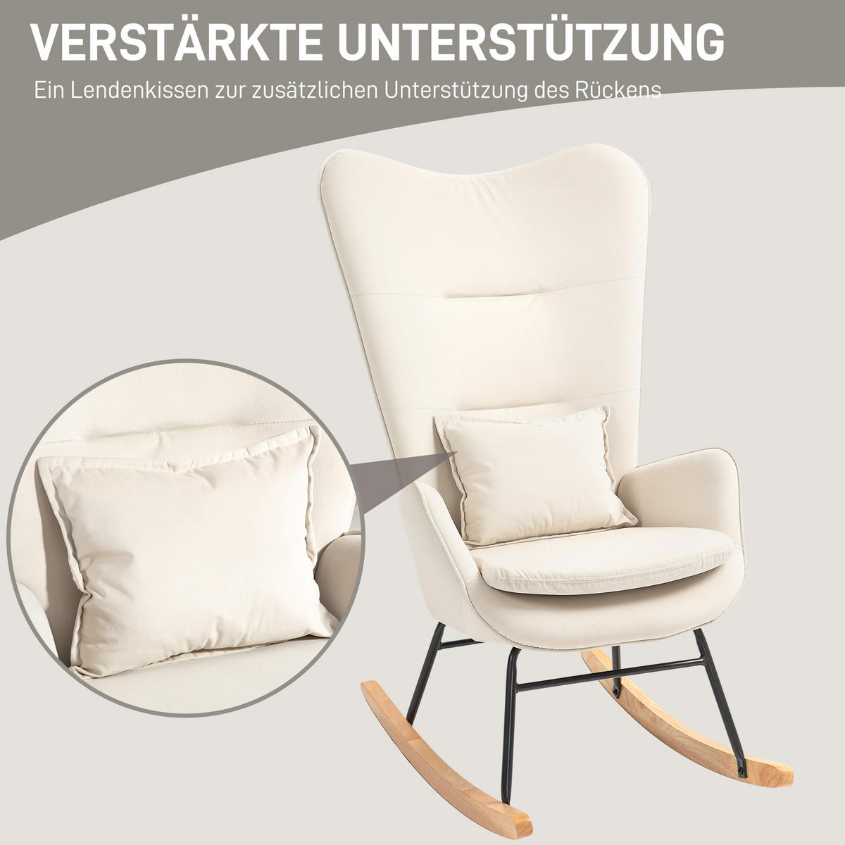 SCHAUKELSTUHL Schwingsessel Armlehnsessel mit Samtoptik für Schlafzimmer - Weiß, Textil (85/112/67cm) - HOMCOM