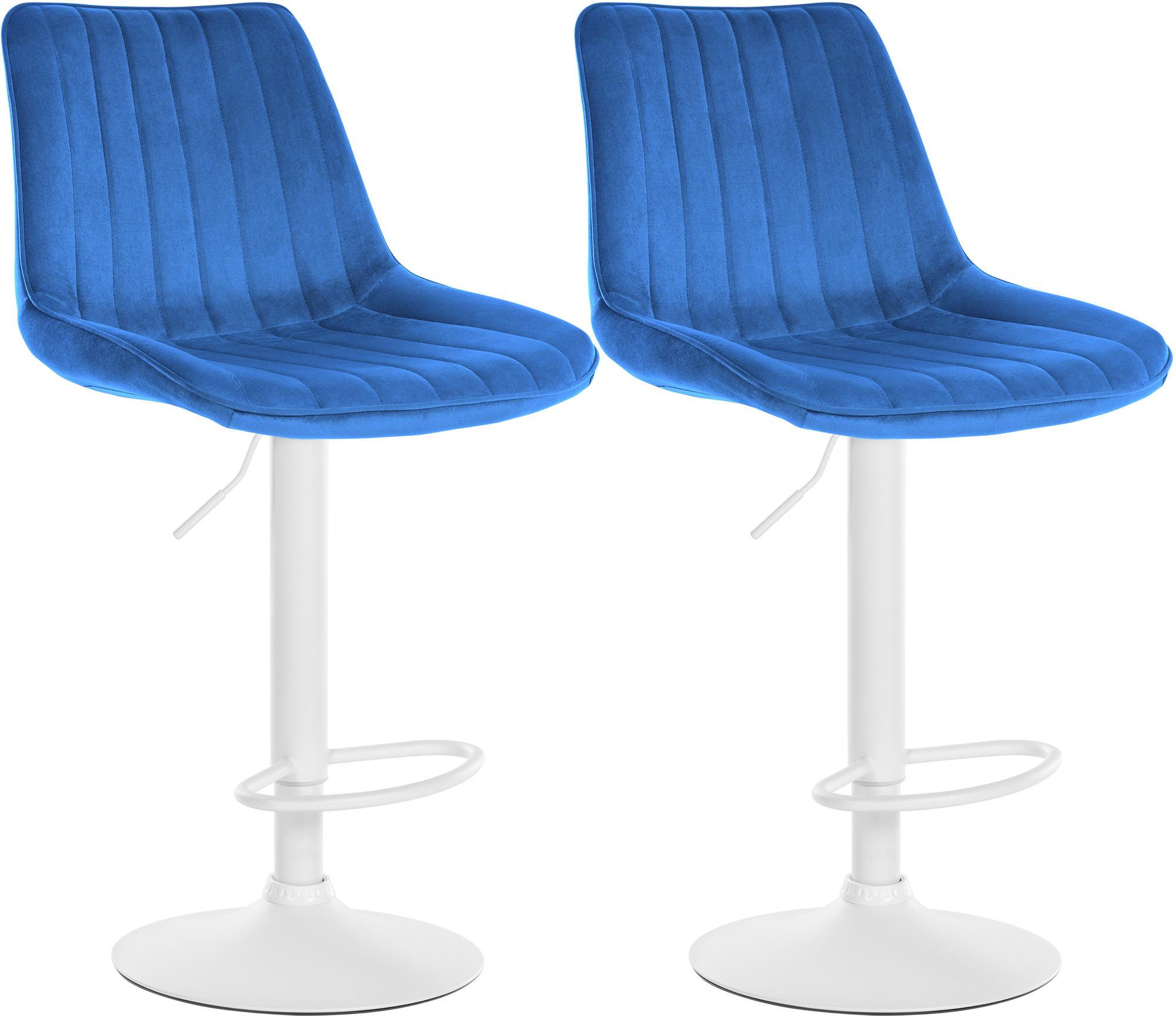 BARHOCKER 2er Set Samt Blau - Blau, Textil/Metall (49.5/91/50cm) - CLP