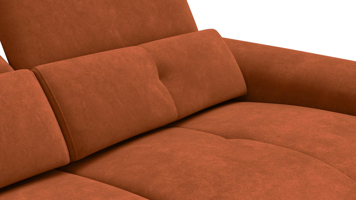 SOFA RELAX AVENA 3-Sitzer, dunkeloranger Veloursstoff - Dunkelorange/Schwarz, Holz/Textil (204/80/108cm) - Wozimo