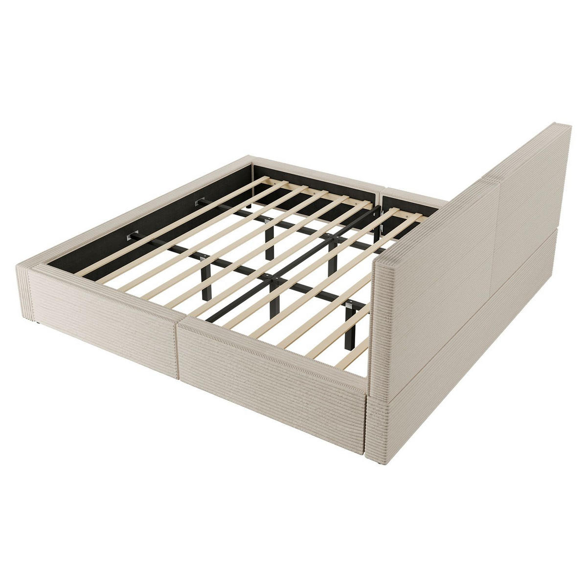 POLSTERBETT Salerno Cord beige 180x200 cm - Beige, Textil (180/200cm) - Juskys