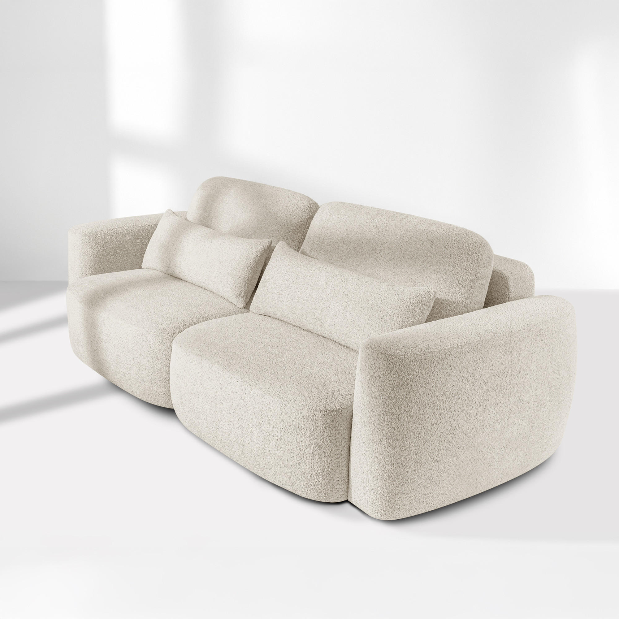 SOFA 3 ELOSA - Weiß, Holz/Textil (245/85/115cm) - KONSIMO®