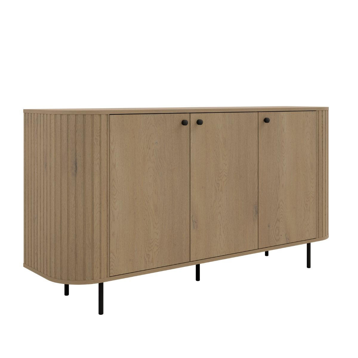 KOMMODE mit Lamellen japandi Eiche cremona OVI - Braun, Holzwerkstoff (165/85/42cm) - Compleo24