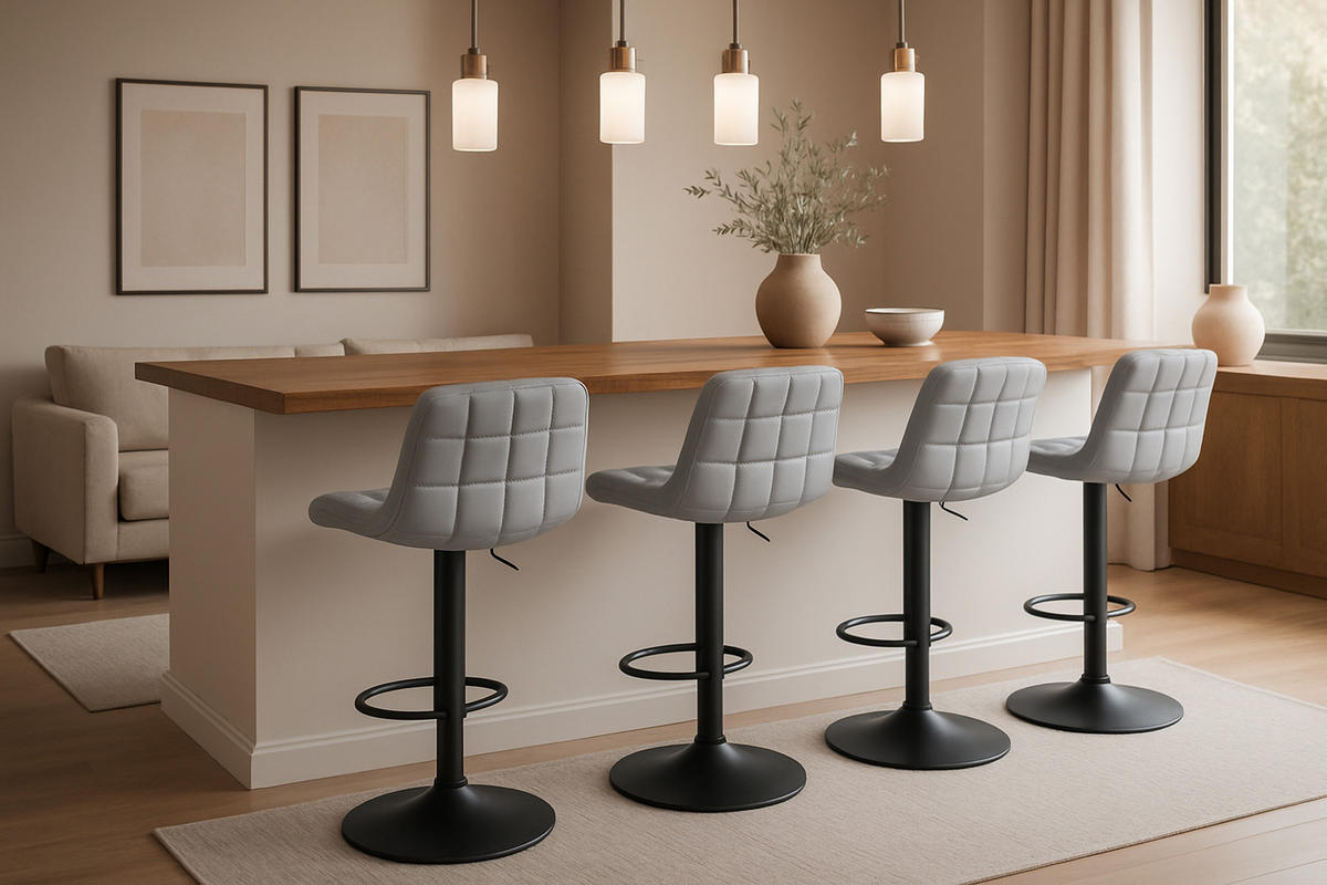 BARHOCKER Tower Kunstleder grau - Schwarz/Grau, Kunststoff/Metall (48/105/54cm) - TPFLiving