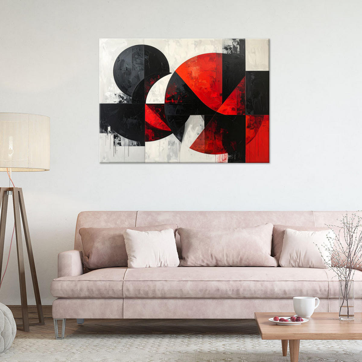 LEINWANDBILD 3D und geometrisch 90x60cm - Rot, Textil (90/60cm) - Feeby