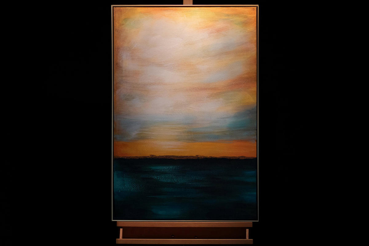 ACRYLBILD HANDGEMALT 60/90 cm - Blau/Gelb, Textil (60/90cm) - KUNSTLOFT