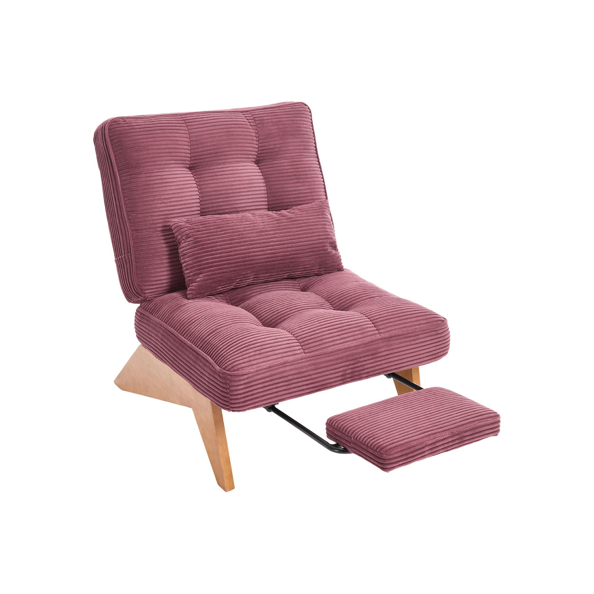 SESSEL Relaxsessel mit Fußstütze & Lendenkissen,verstellbar,Rot - Rot, Holz (73/90/59cm) - LVHOM