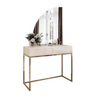 SCHMINKTISCH QUINNIE KASCHMIR mit LED-Spiegel gold Chrom links PUSH OPEN - Kaschmir/Goldfarben, Holzwerkstoff (100/175/42cm) - Lookway