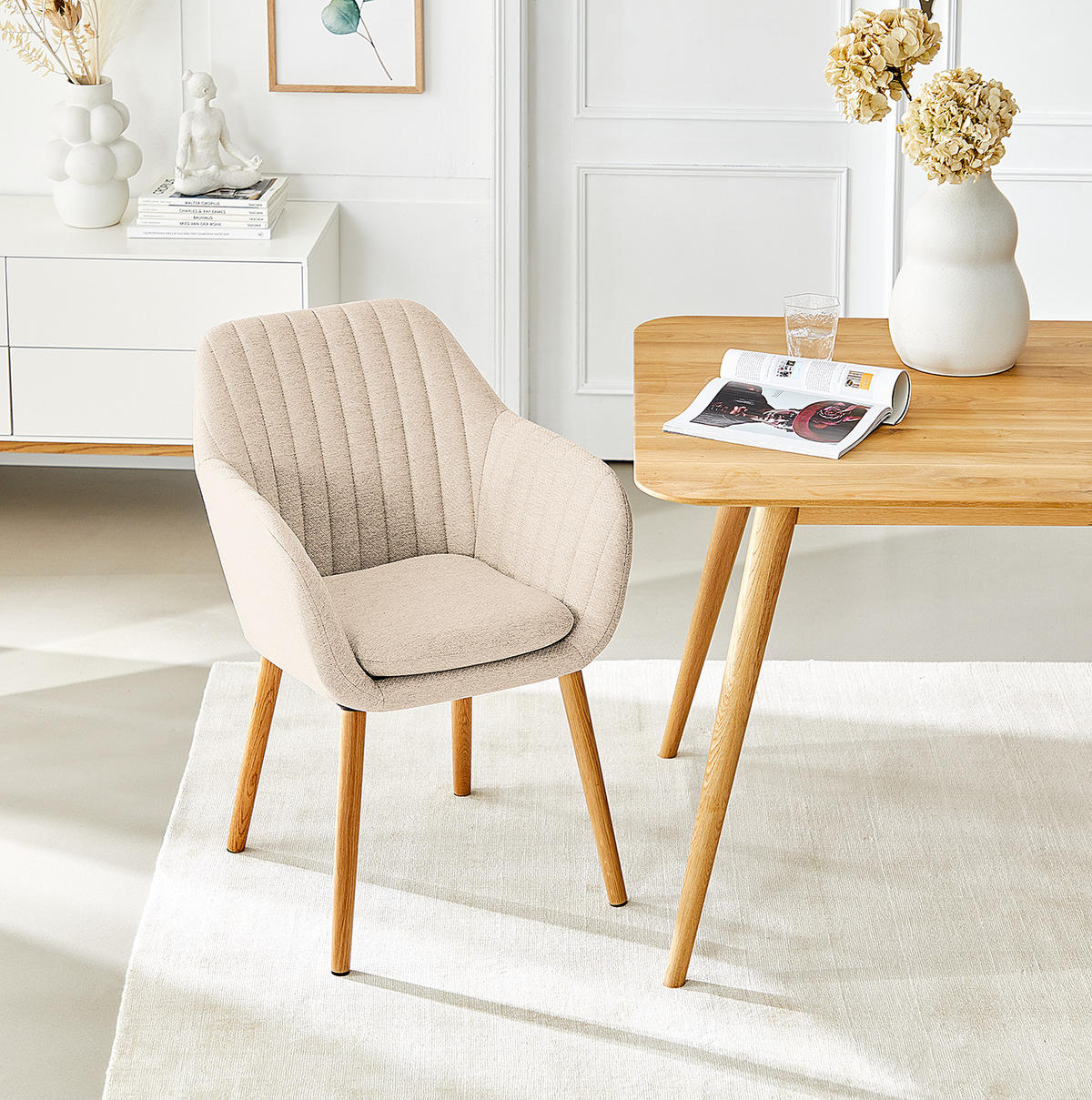 ARMLEHNENSTUHL - Typ A - Beige, Textil (57/83/61cm) - home24