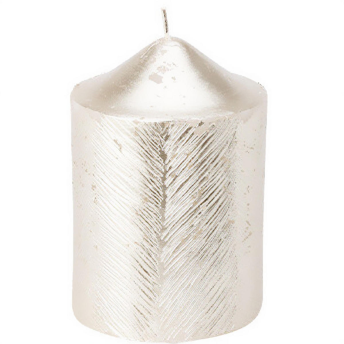 DEKORATIVE KERZE Metallmuster 7/10 cm - Goldfarben, Paraffin (7/10/7cm) - Home Styling Collection