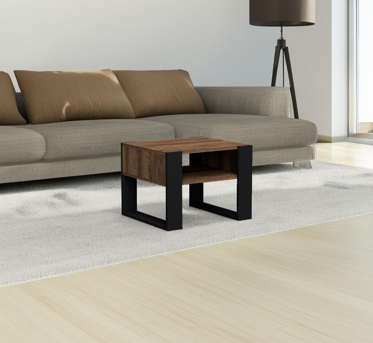 COUCHTISCH CORA65 - Eichefarben/Schwarz, Holzwerkstoff (65/53.6/45cm)