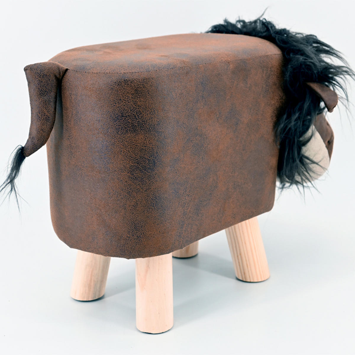 TIERHOCKER Stoff Holzbeine Deko Hocker Kinderhocker Kinder Löwe - Braun, Holz/Textil (21/29/41cm) - dasmöbelwerk