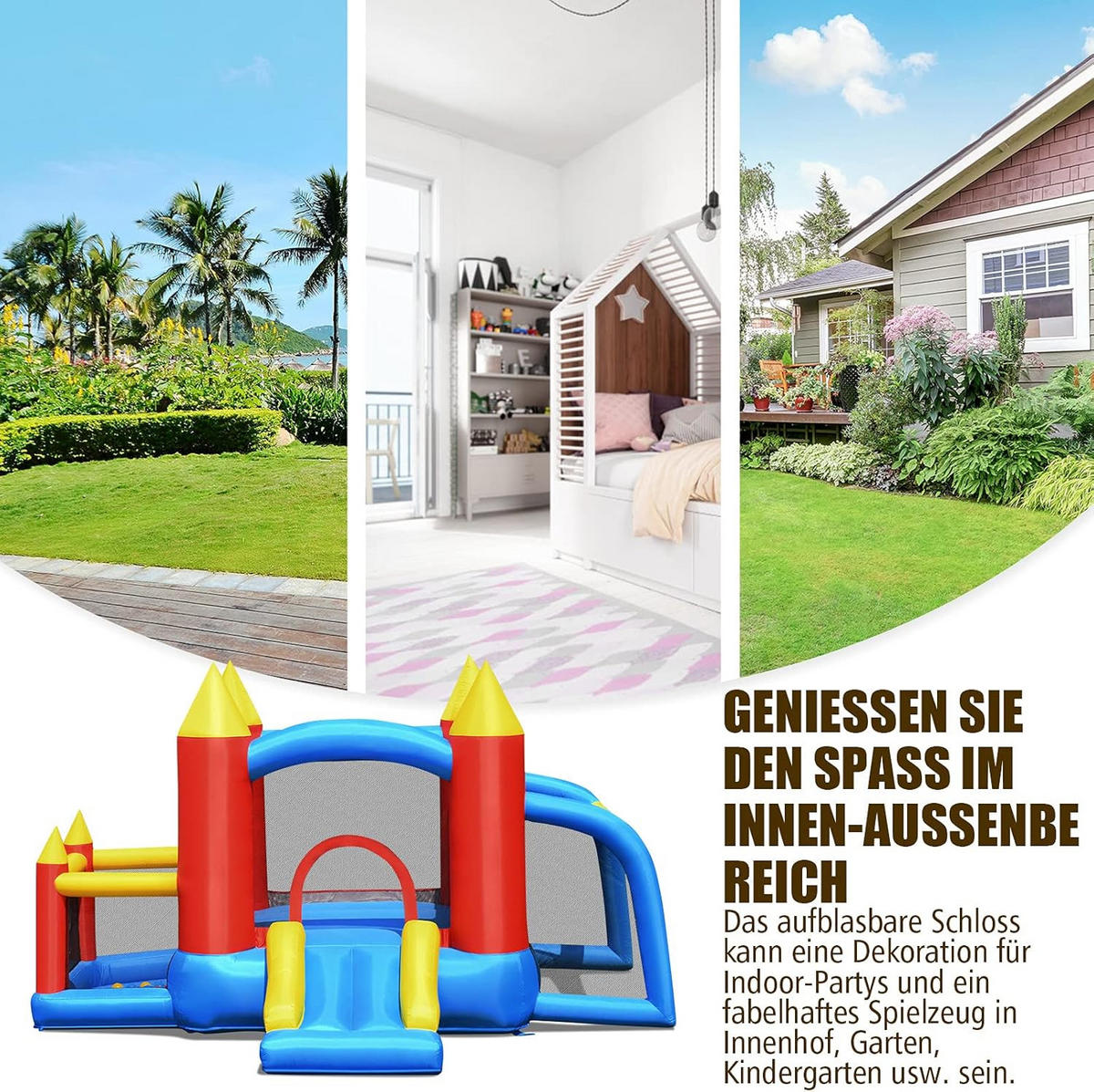 HÜPFBURG 196cm Multicoloured - Multicolor, Kunststoff (350/275/196cm) - COSTWAY