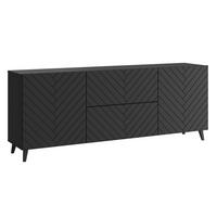 KOMMODE Phuket Graphit Schwarz / Fischgrätenmuster 180 / 39 / 69cm - Graphitfarben/Schwarz, Holz/Holzwerkstoff (180/69/39cm) - Feldmann-Wohnen