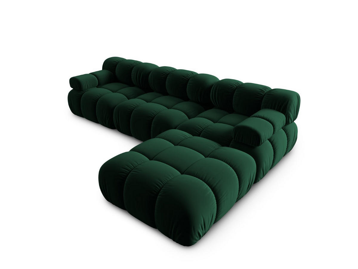MODULARES-SOFA Bellis aus Samt flaschengrün 4 Sitzplätze - Grün, Textil (188/63/282cm) - Micadoni