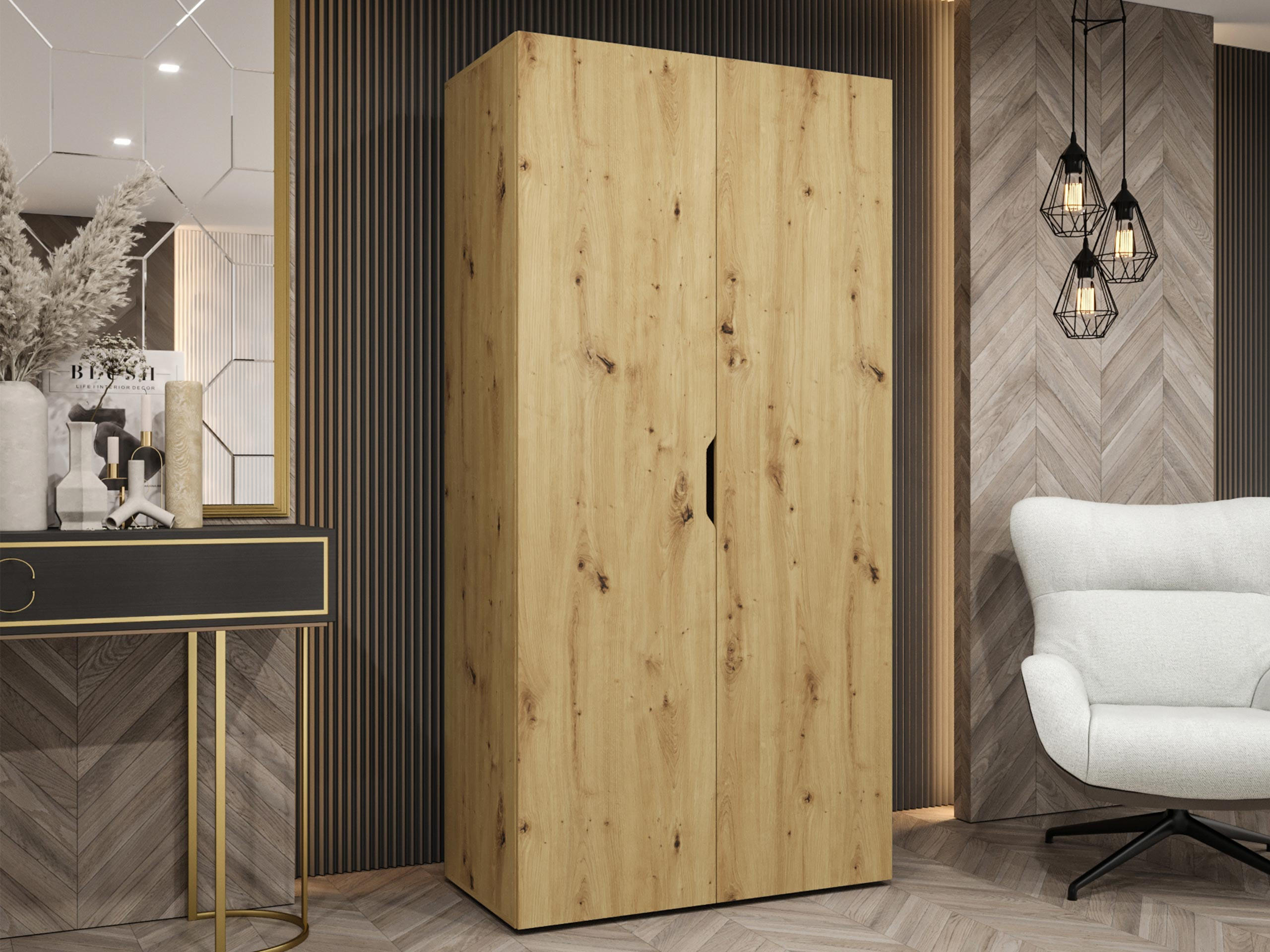 DREHTÜRENSCHRANK Malaga 100 - Eiche Artisan, Holzwerkstoff (100/202/52cm) - MIRJAN24