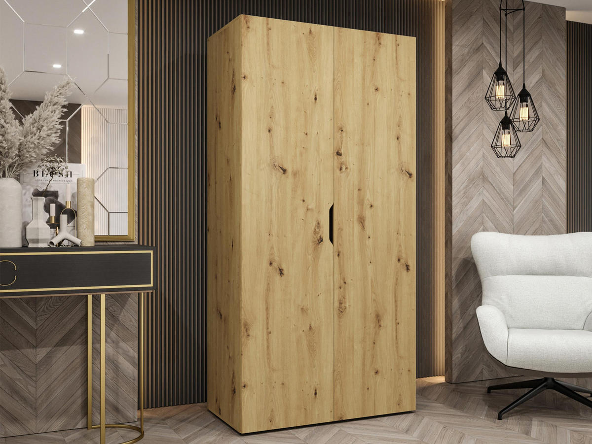 DREHTÜRENSCHRANK Malaga 100 - Eiche Artisan, Holzwerkstoff (100/202/52cm) - MIRJAN24