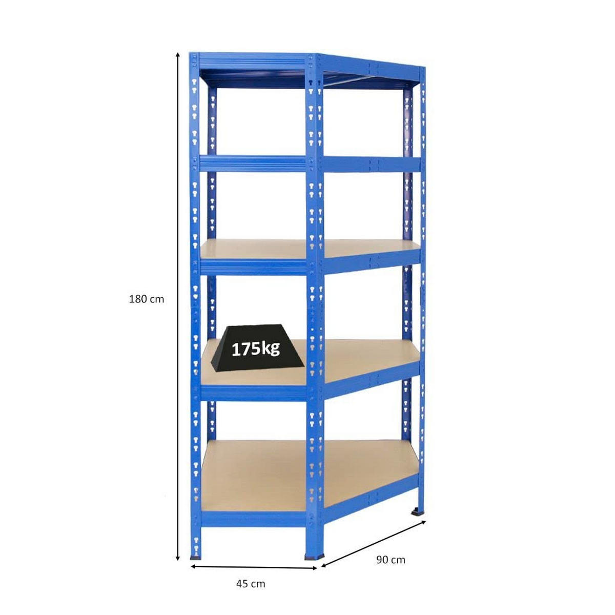 ECKREGAL Tiger 180x90x45 cm Fachlast 175 kg Blau - Blau, Metall (90/180/45cm) - PROREGAL