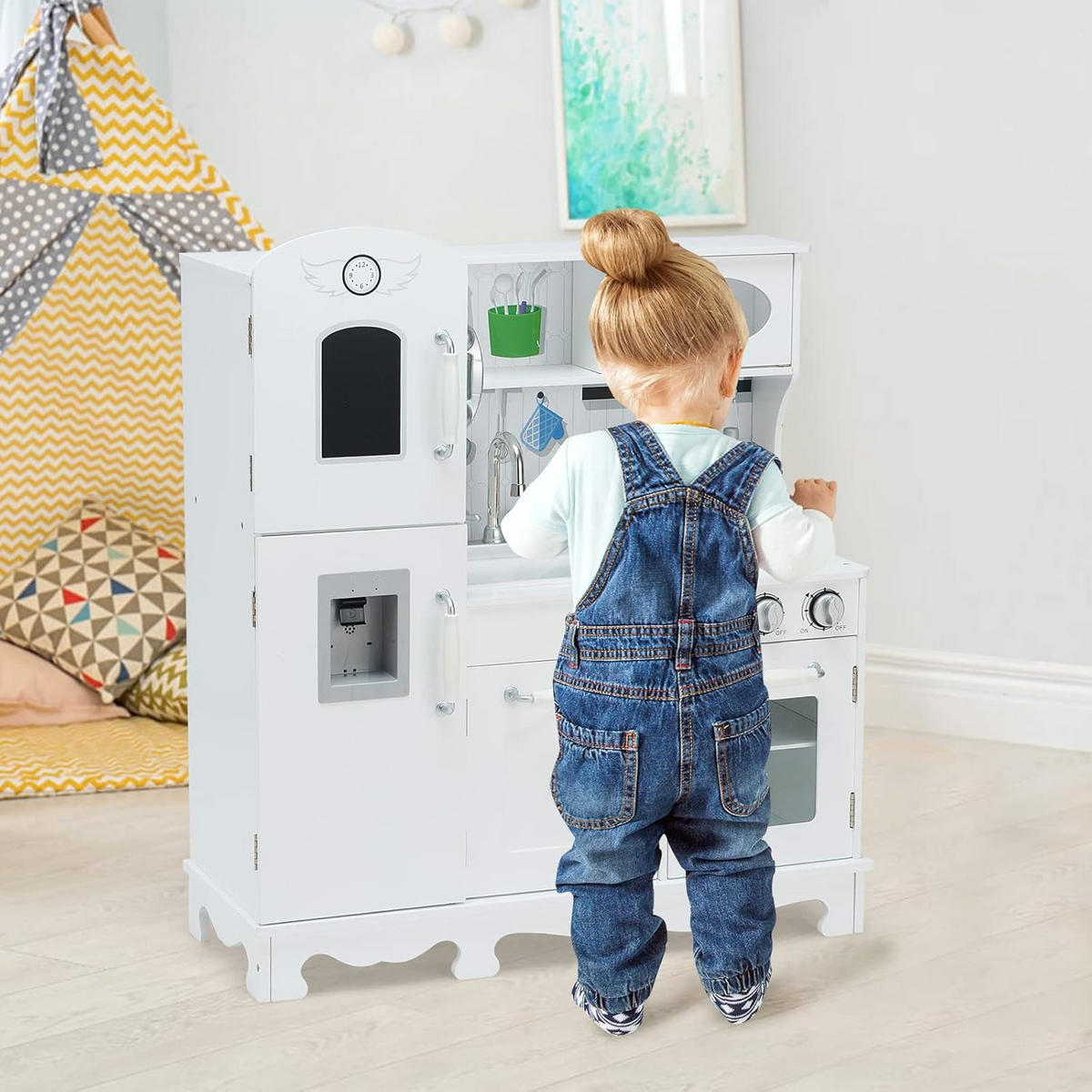 KINDERKÜCHE Weiß - Weiß, Holz (30/89/79cm) - COSTWAY