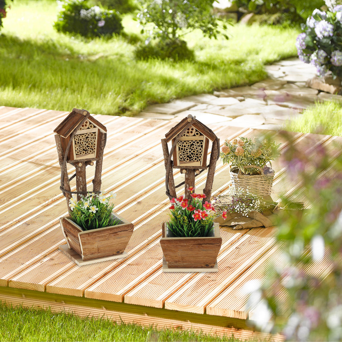 2XBIENENHOTEL - Multicolor, Holz/Kunststoff (19/46/24.5cm) - Relaxdays