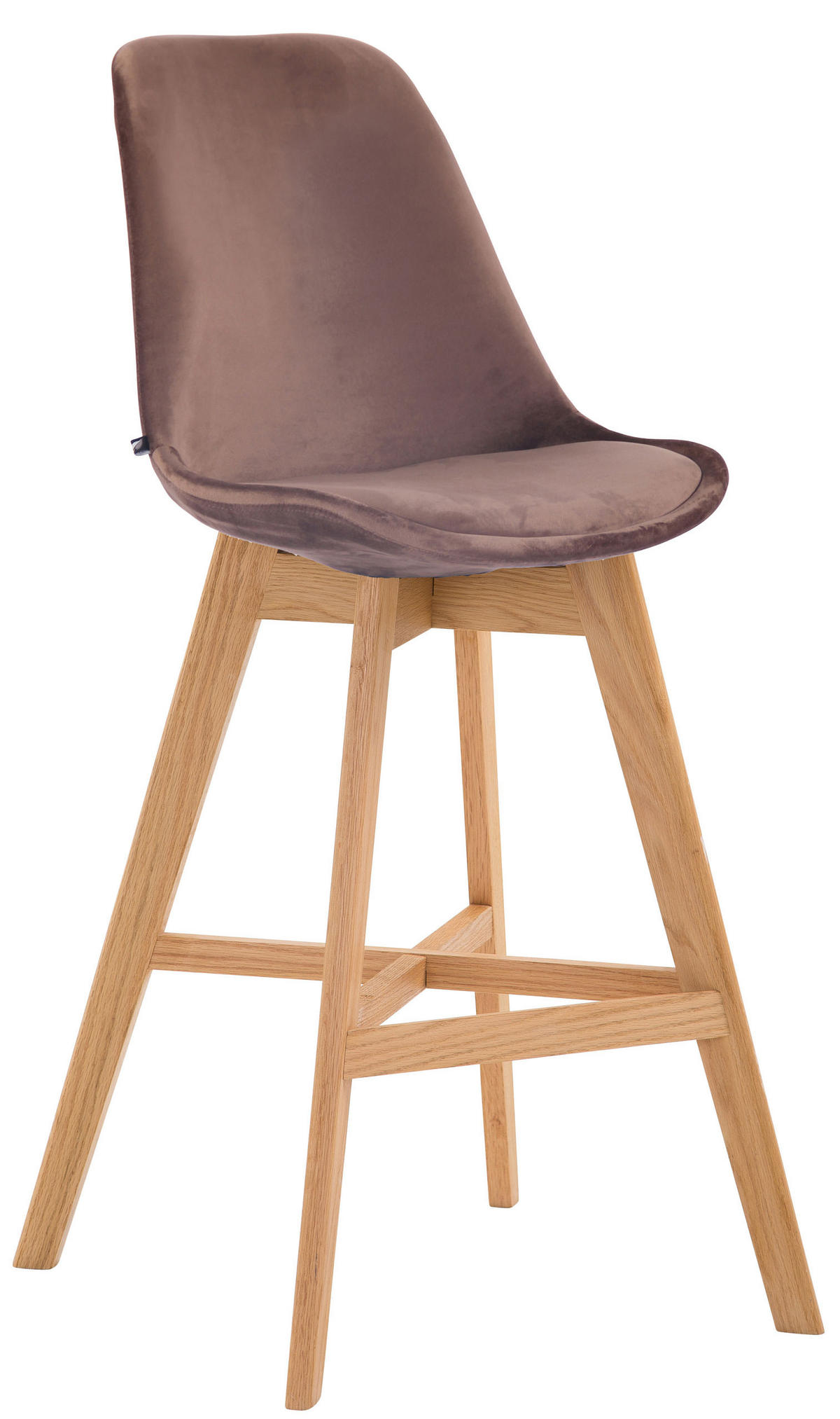 BARHOCKER Samt braun - Eukalyptusholzfarben/Braun, Holz/Textil (48/112/56cm) - CLP