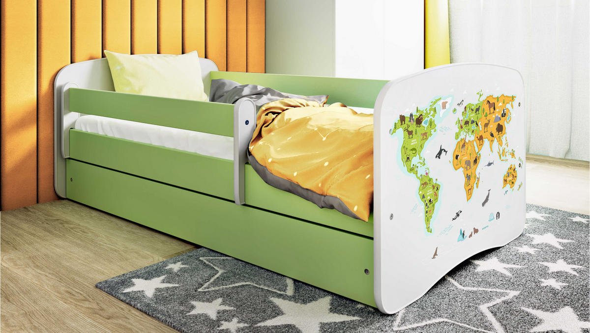 KINDERBETT Karte mit Schublade und Matratze 160/80 - Grün, Holzwerkstoff (80/160cm) - RAUMHIRSCH FURNITURE