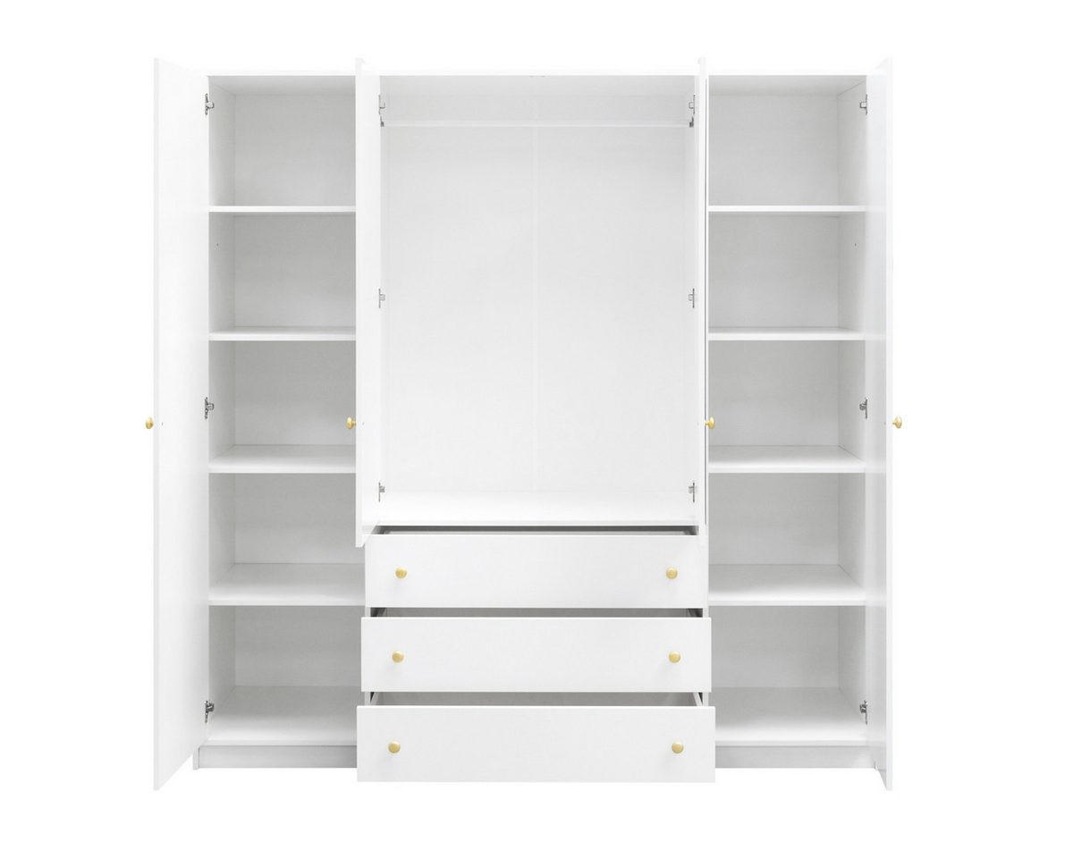 DREHTÜRENSCHRANK SEATTLE 196/200/58 cm in Weiß - Weiß, Holzwerkstoff (196/200/58cm) - Deine Möbel 24