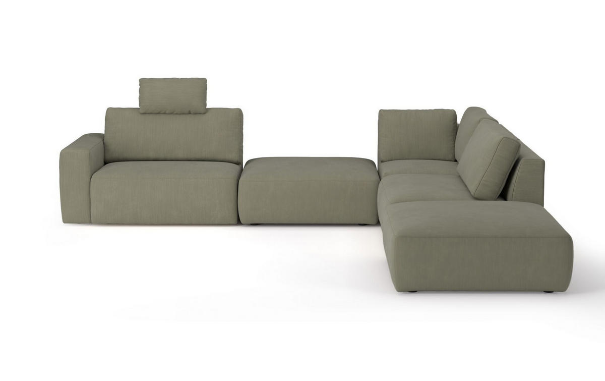 ECKSOFA hochwertige und außergewöhnliche Handwerkskunst - Schwarz/Grün, Holz/Kunststoff (373/345cm) - Cotta