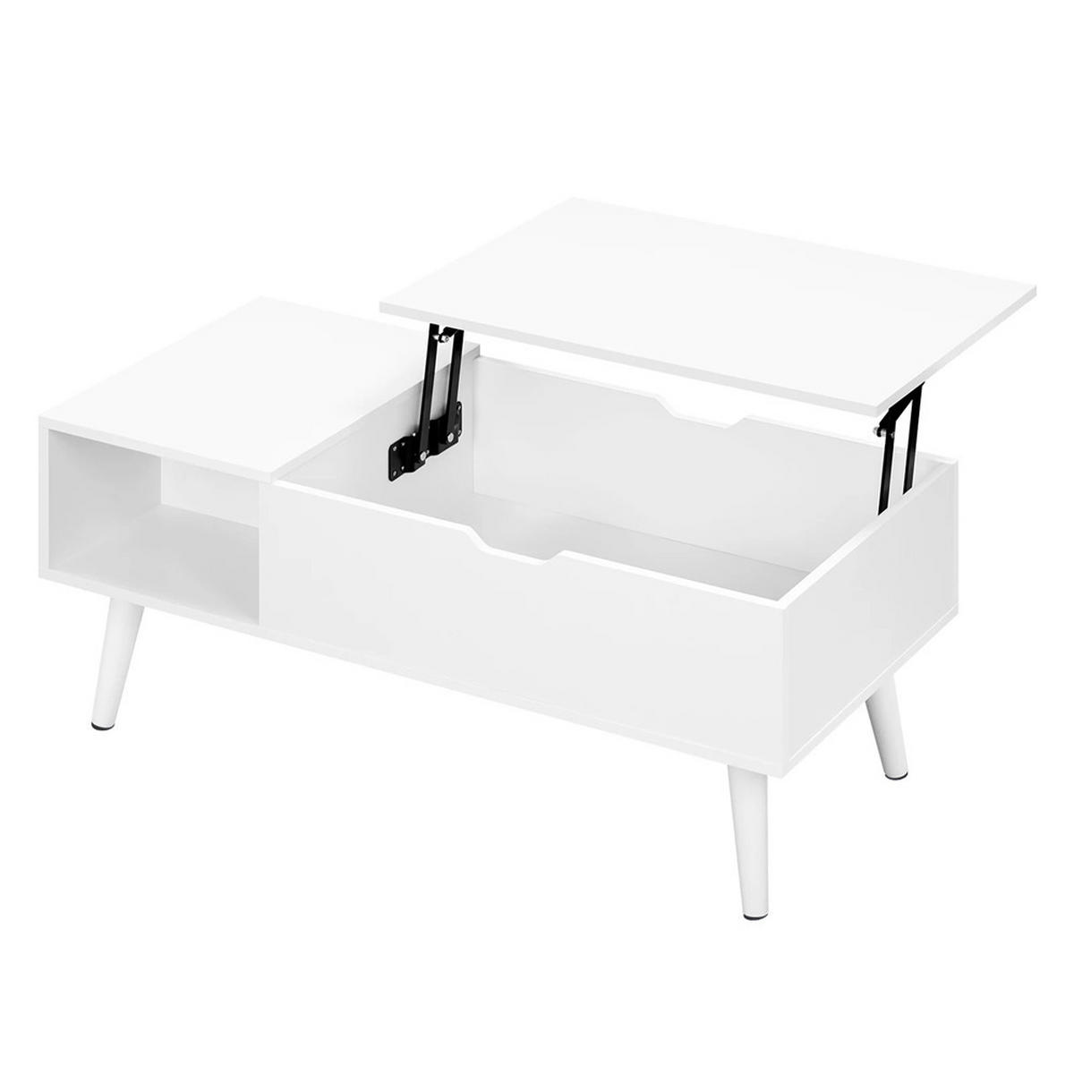 COUCHTISCH 100/50/43-57 cm höhenverstellbar Stauraum Weiß - Weiß, Holz (50/100/57cm) - Kaket