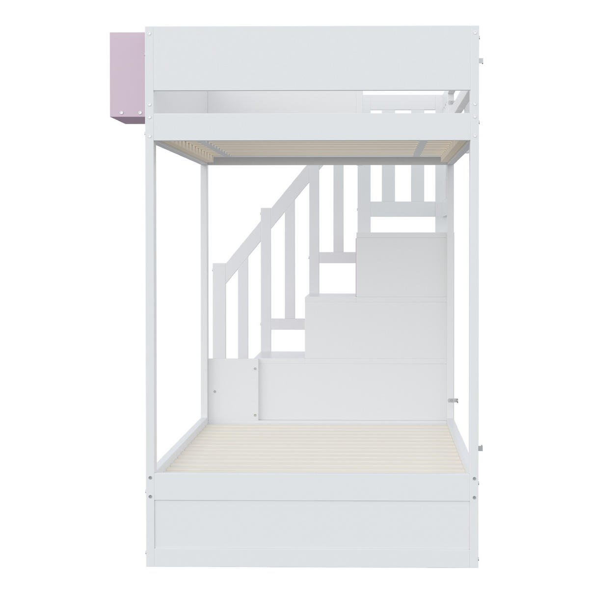 ETAGENBETT 90/200 cm mit Stauraumleiter, Schubladen und abnehmbarem Ablagefach, Weiß/Rosa - Weiß, Holzwerkstoff (90/200cm) - Redom