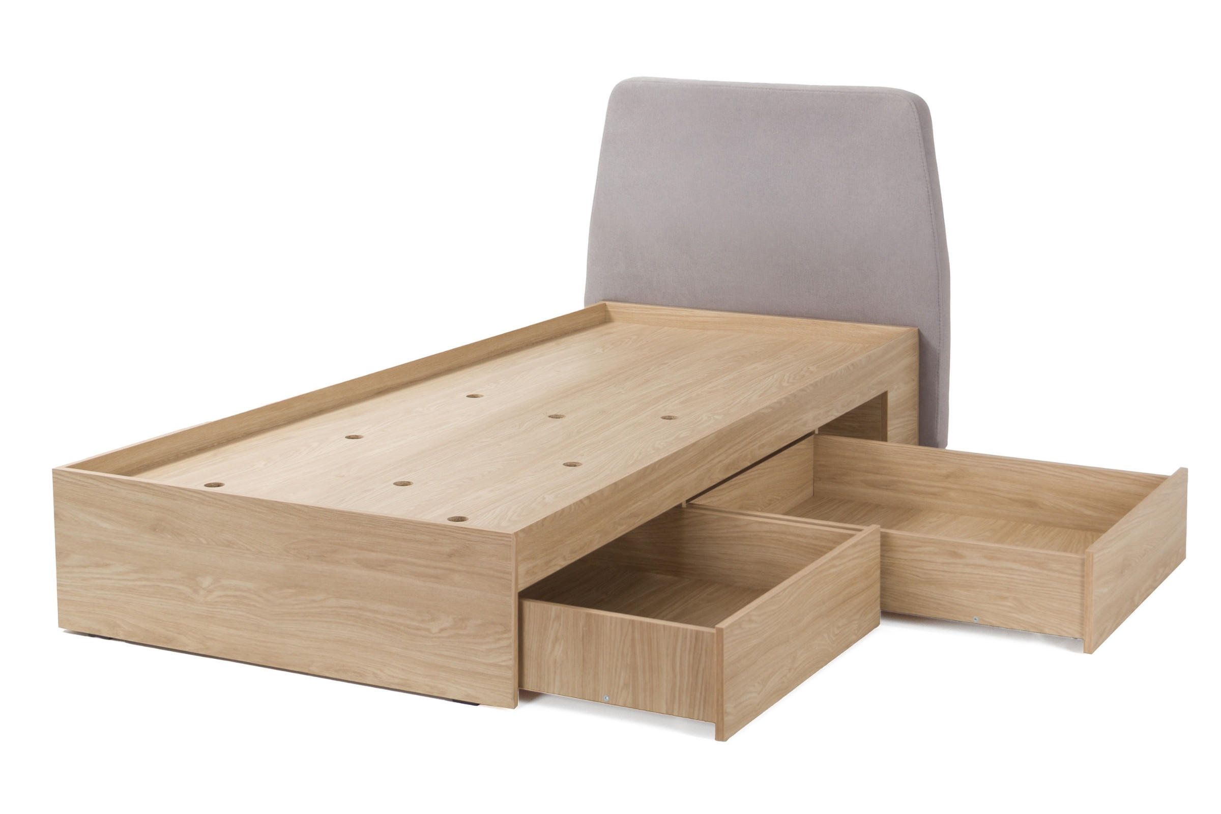 JUGENDBETT ALBI 90/200 in Geölte Eiche / Grau - Eichefarben/Grau, Holzwerkstoff (90/200cm) - Deine Möbel 24