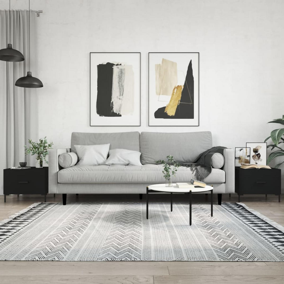 COUCHTISCHE 2 Stk. Schwarz 50x50x40 cm Holzwerkstoff - Schwarz, Holzwerkstoff (50/50/40cm) - furnicato