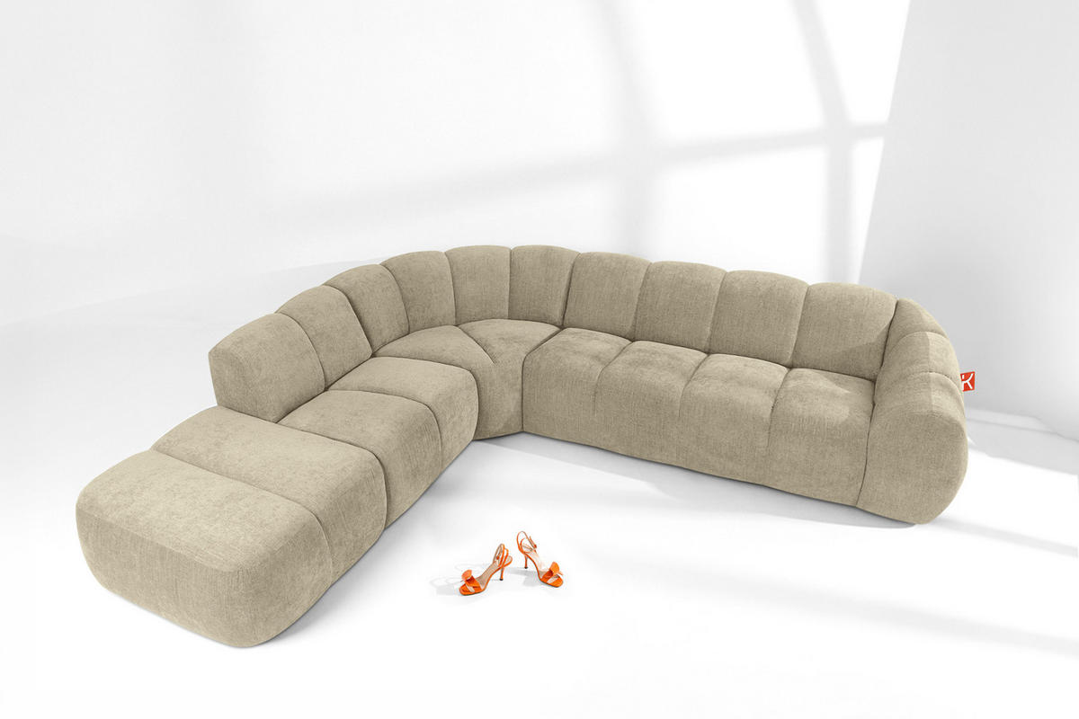 ECKSOFA LINKS FLAVA, Sandfarben - Sandfarben, Holz/Holzwerkstoff (310/274cm) - KONSIMO®
