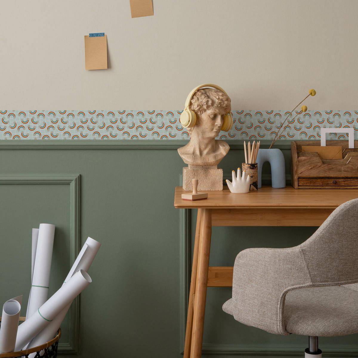 TAPETENBORDÜRE selbstklebend für Kinder REGENBOGEN Gänseblümchen - Blau/Rot, Papier (10/300/300cm) - Muralo