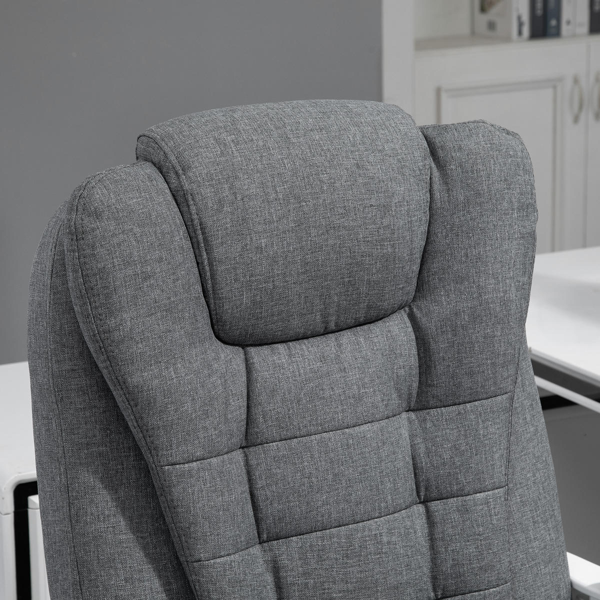 BÜROSTUHL höhenverstellbarer Schreibtischstuhl mit Fußstütze, Leinenoptik Grau - Grau, Metall (70/118/65cm) - Vinsetto