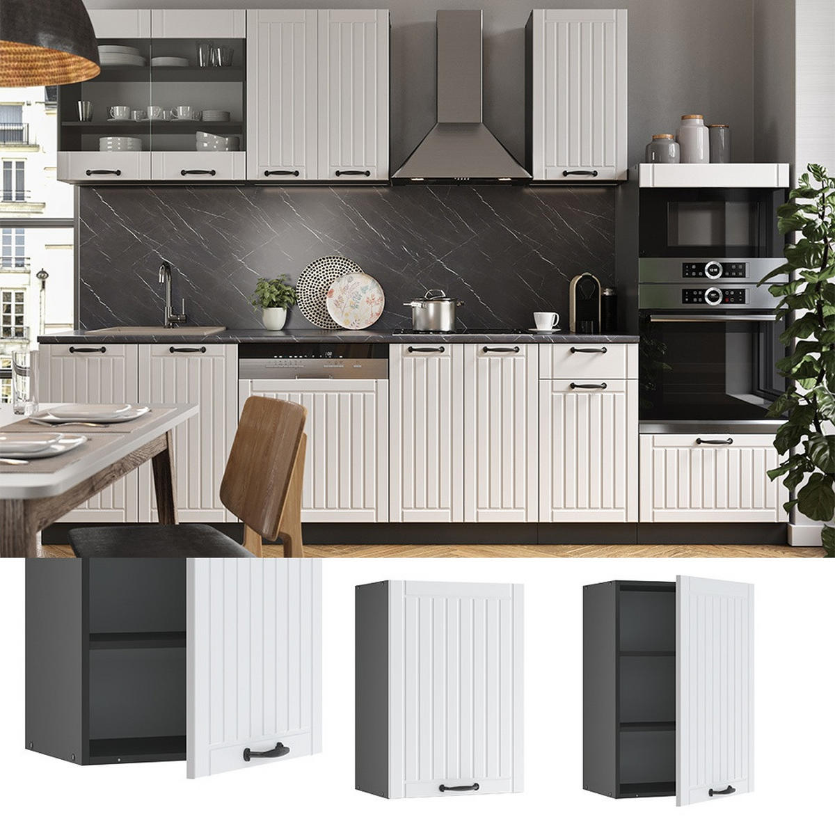 HÄNGESCHRANK Fame-Line Weiß Landhaus 50 cm - Anthrazit/Weiß, Holzwerkstoff (50/72/34.1cm) - Vicco