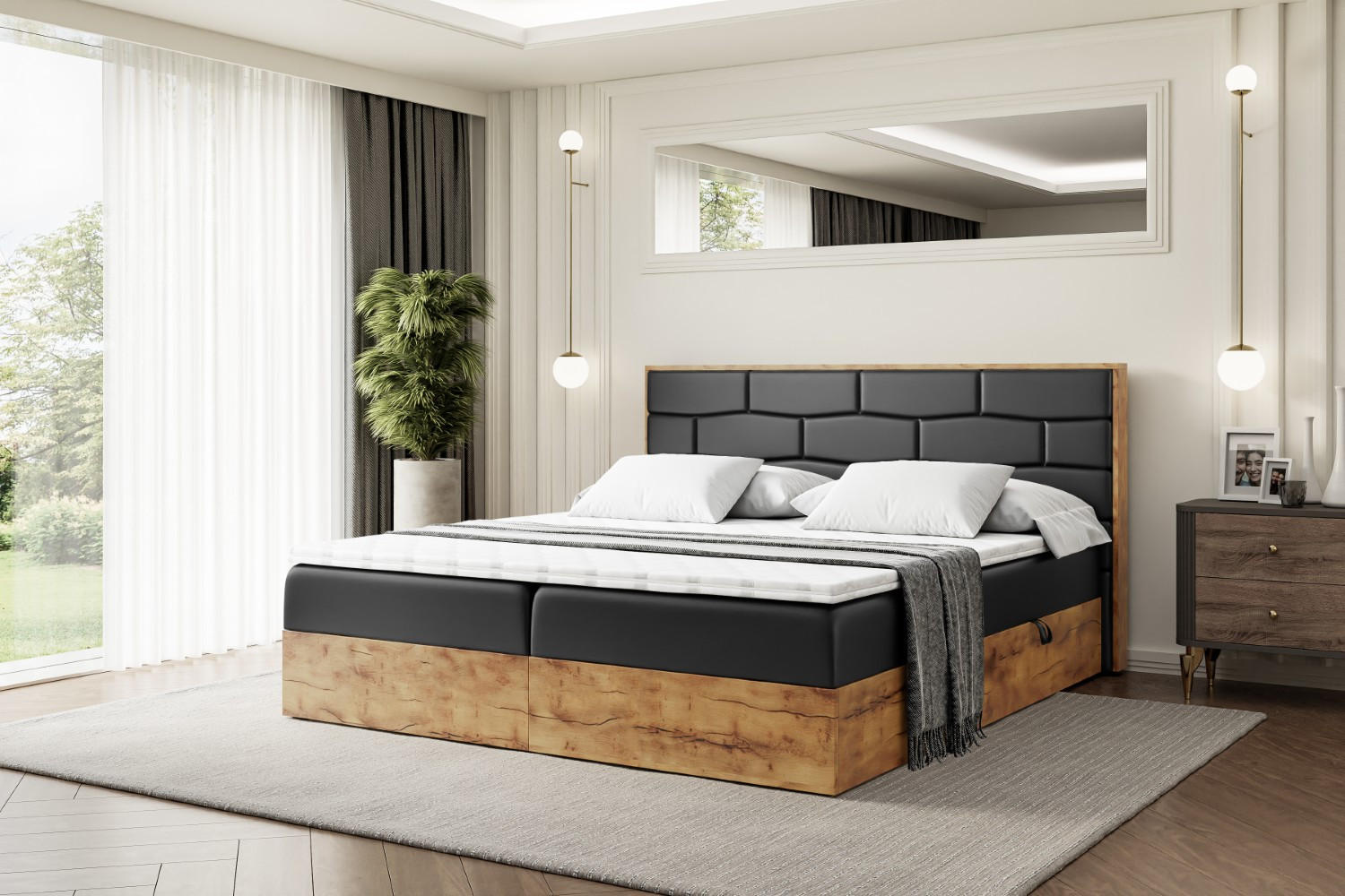BOXBETT mit Matratze H3 und Lattenrost - LOLLI8 - 120x200 - Schwarz Hochglanz - Schwarz, Holzwerkstoff/Kunststoff (120/200cm) - ALTDECOR