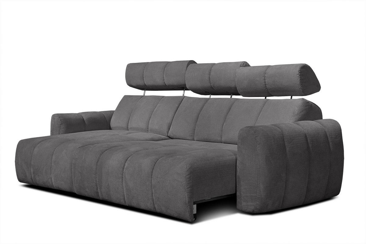ECKSOFA KIMI 3-Sitzer, ausziehbarer Sitz, verstellbare Kopfstützen, dunkelgrau - Anthrazit/Schwarz, Holzwerkstoff/Textil (270/160cm) - Courtois Laville