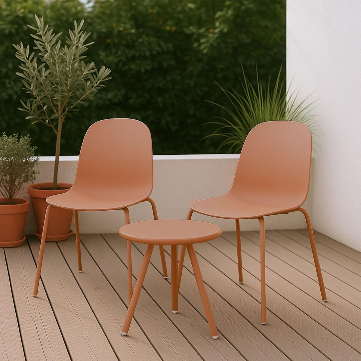 GARTENSITZGRUPPE Kunststoff Terracotta - Terracotta, Kunststoff - CLP