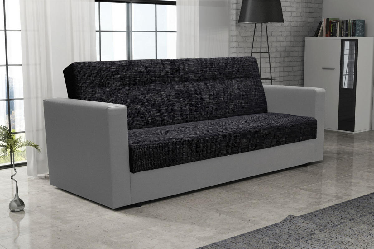 SOFA WIND mit Schlaffunktion KORNET10+DOLARO4 mit Stauraum - Grau, Textil (87/95/216cm) - Bedante