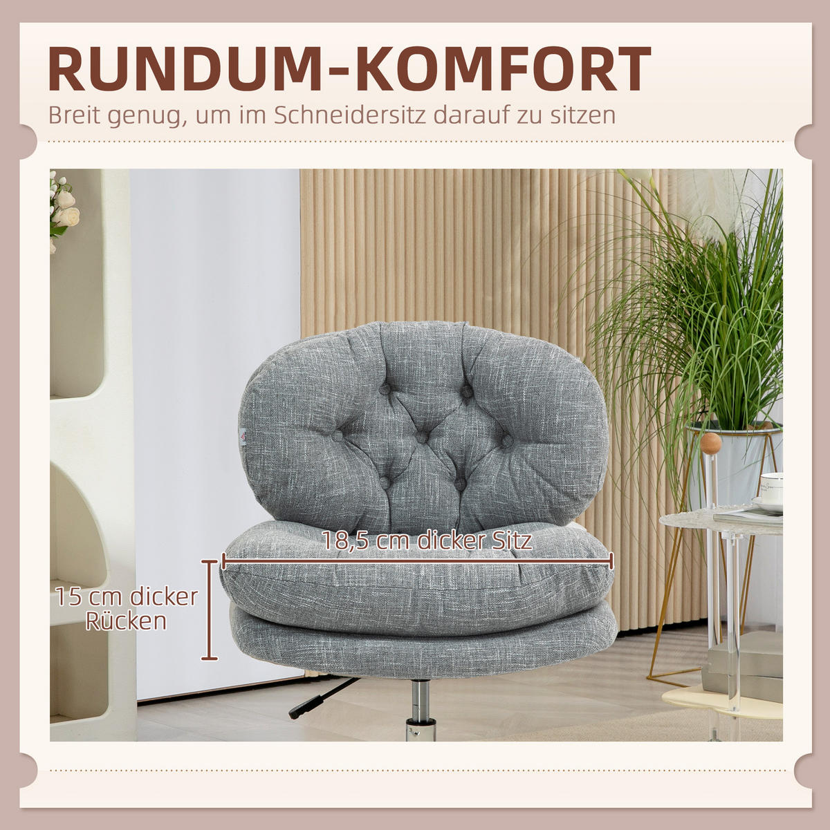 BÜROSTUHL 65/65/84-94 cm grau aus Polyester mit Wippfunktion - Grau, Kunststoff (65/94/65cm) - OKWISH