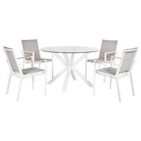 GARTENMÖBEL-SET 4-Sitzer Weiß Maletto/Busseto - Hellbraun/Transparent, Metall - Beliani