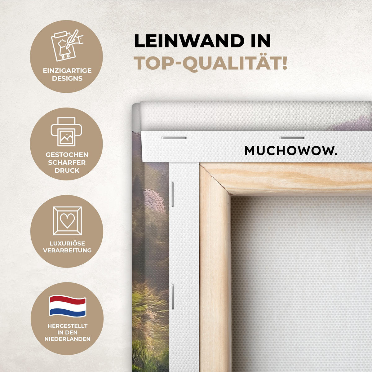 LEINWANDBILD Natur - Bäume - Berge - See - Wasser 30x40 cm - Hellgrün, Textil (30/40cm) - MuchoWow