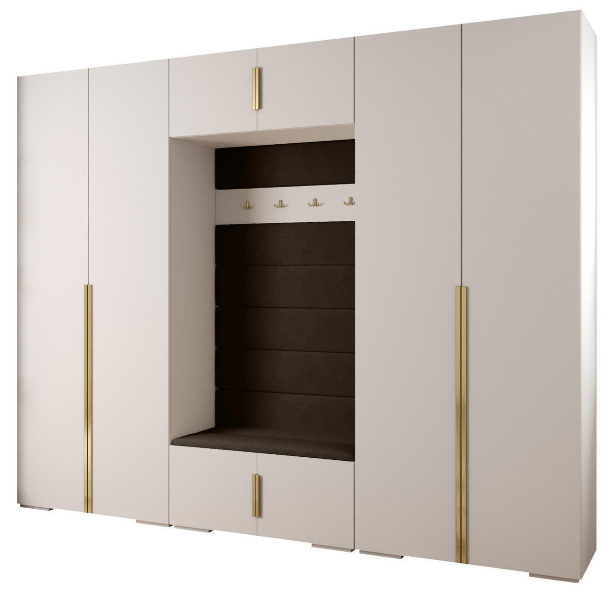 GARDEROBEN-SET 236,7/300/47 - Goldfarben/Schwarz, Holz/Kunststoff (300/236.7/47cm) - Abiks Möbel