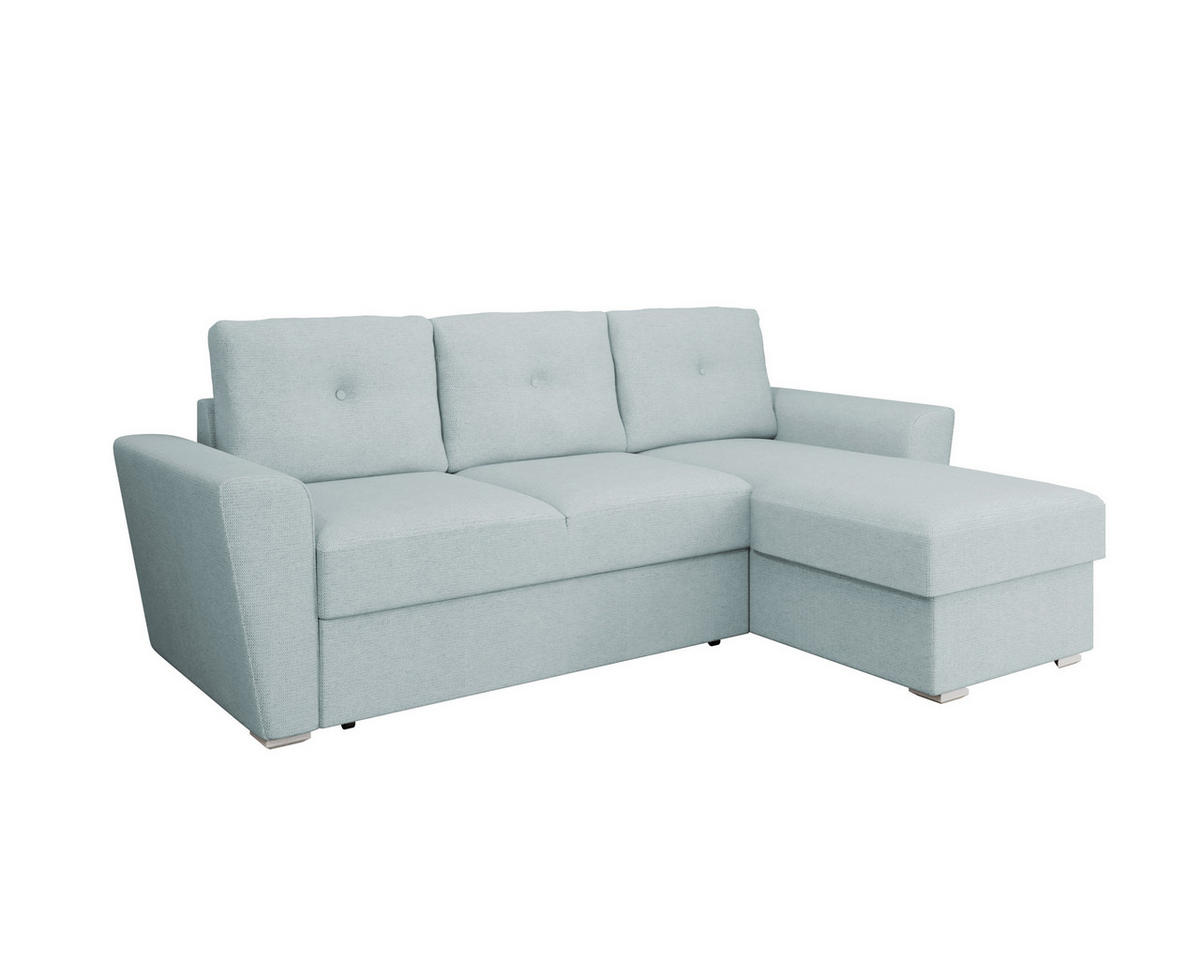 ECKSOFA Bellano Ecksofa L-Form - links oder rechts montierbar, blau - Blau, Holz (243/156cm) - Homesy