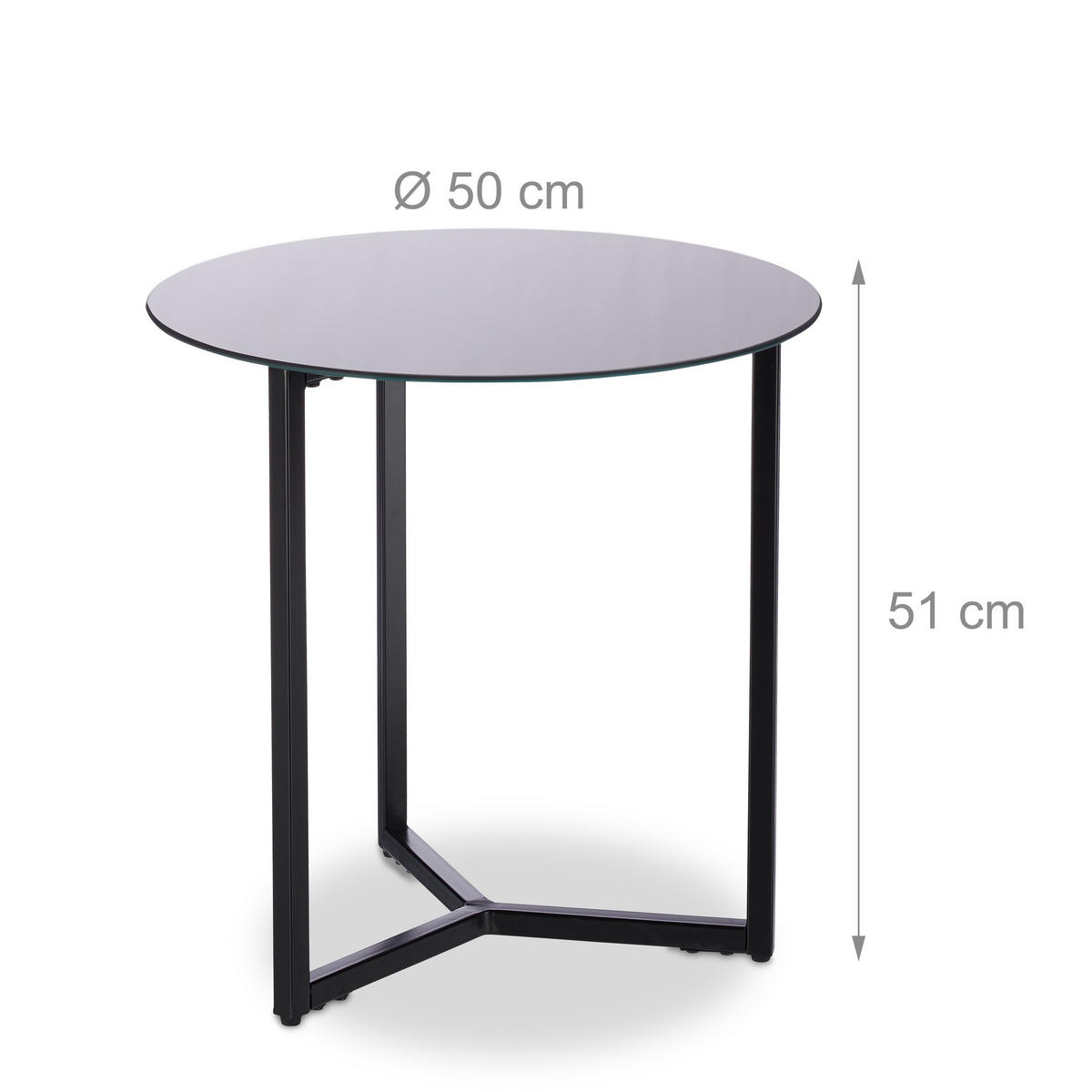 BEISTELLTISCH - Schwarz, Glas/Metall (50/50/51cm) - Relaxdays