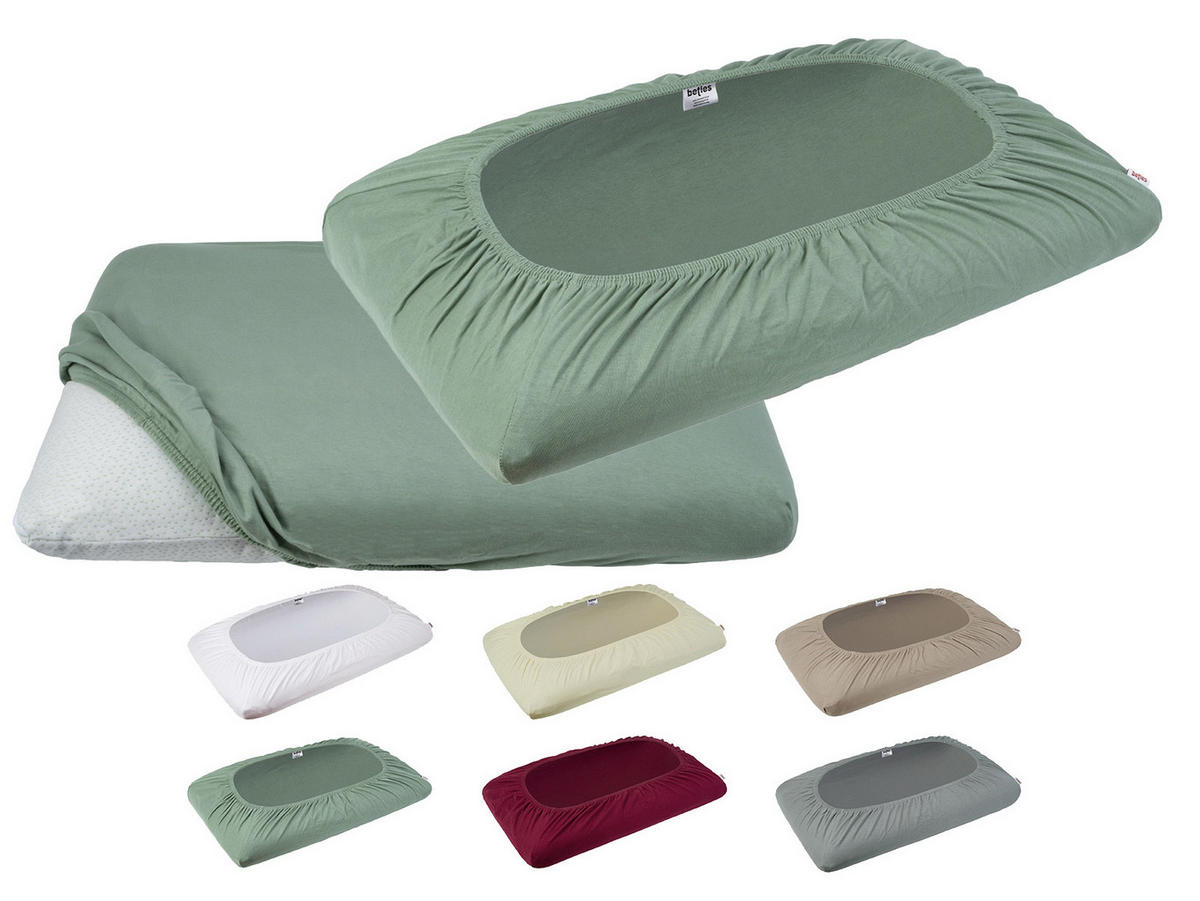 NACKENKISSEN-SPANNBEZUG BasicSoft Baumwoll-Jersey mit Elasthan natural-grün 40/70 cm - Salbeigrün, Textil (40/70cm) - beties Heimtextil