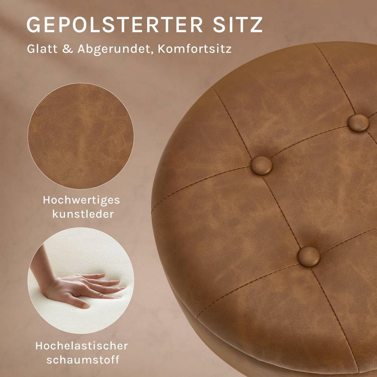 SITZHOCKER 2er Set, mit Stauraum, Kunstleder, Braun - Schwarz/Braun, Textil/Metall (38.5/50/38.5cm) - Woltu